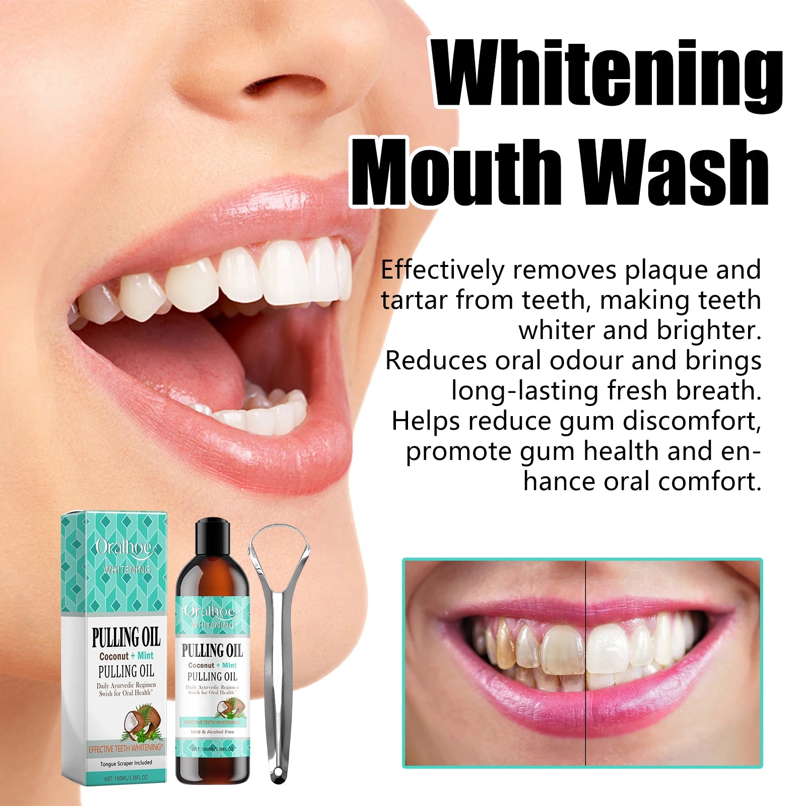 LumiDent Coconut Mint Oil Pulling Mouthwash Kit